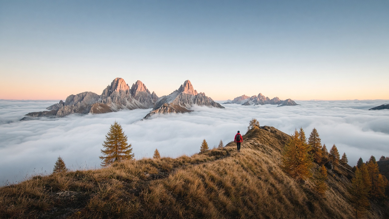 Dolomites Autumn light mode wallpaper 4