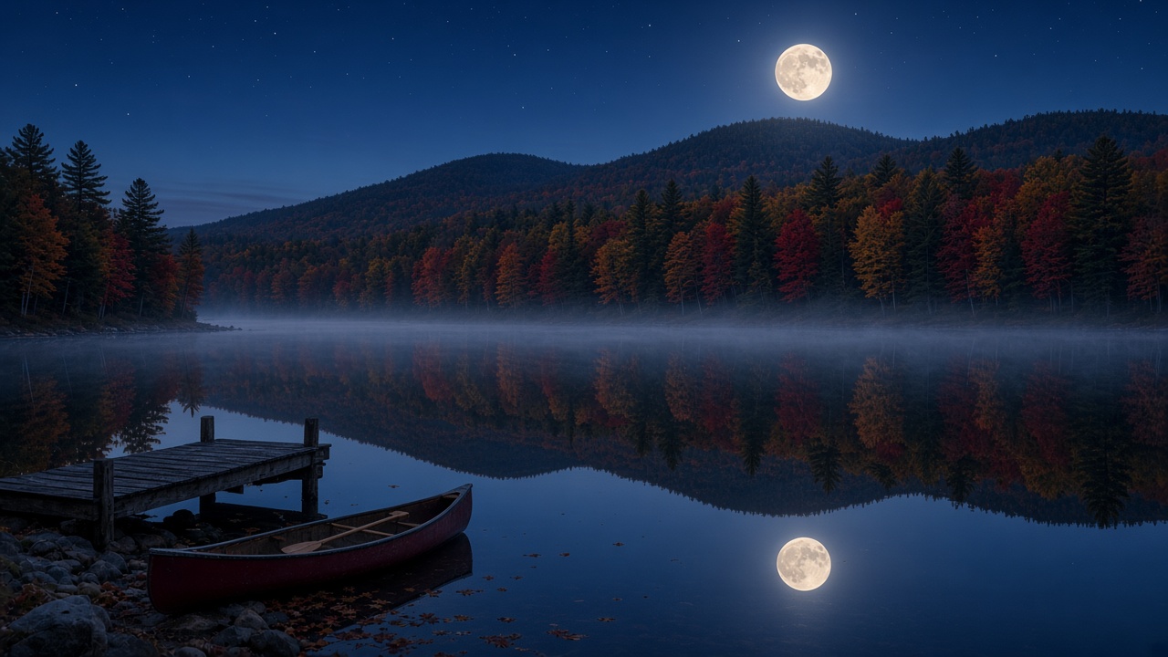 New England Fall dark mode wallpaper 5